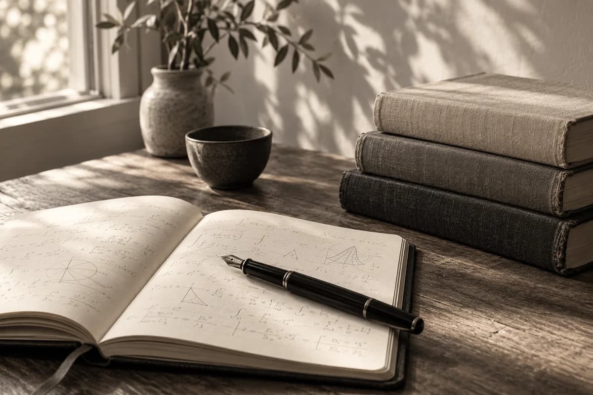 Notebook and books on a desk